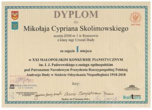 Dyplom – Mikołaj Cyprian Skolimowski